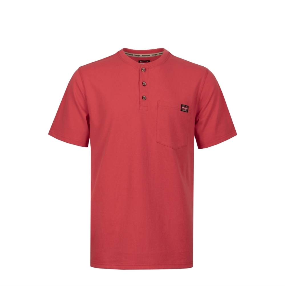 Wrangler Workwear Men's Short Sleeve Henley Pocket Work T-Shirt